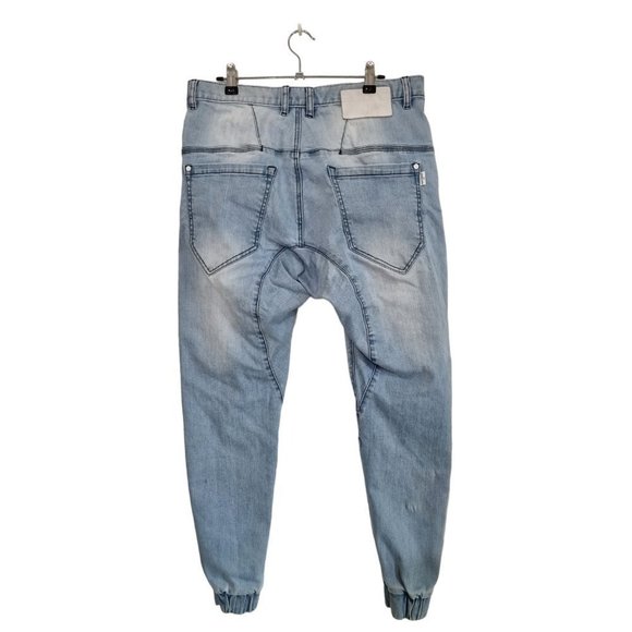 Nena & Pasadena NXP Mens Light Blue Distressed Cargo Jogger Jeans - Size 32 - Picture 4 of 8